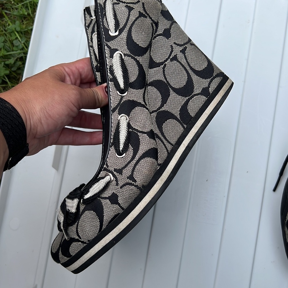 Coach wedges! Black and white! Very cute. Size 9 - Picture 2 of 4
